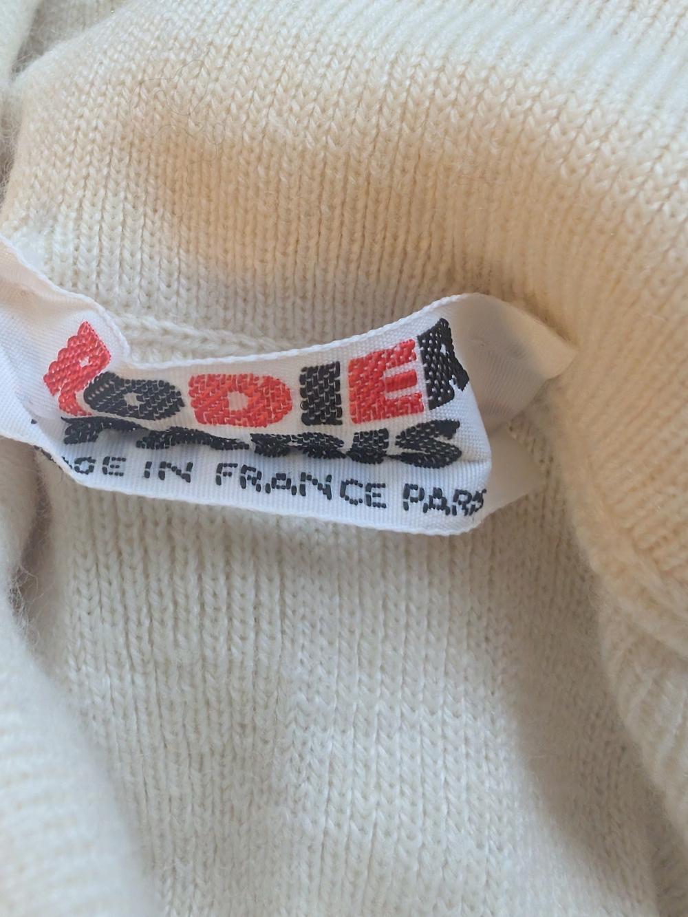 RODIER Cream Ribbed Turtleneck Sweater S